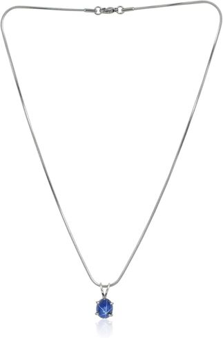 GEMHUB 6 Rays Star Blue Sapphire Necklace 5.6 Ct Oval Shape 925 Sterling Silver Necklace With Chain in Saudi Arabia