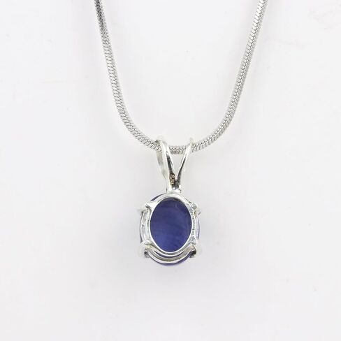GEMHUB 6 Rays Star Blue Sapphire Necklace 5.6 Ct Oval Shape 925 Sterling Silver Necklace With Chain in Saudi Arabia