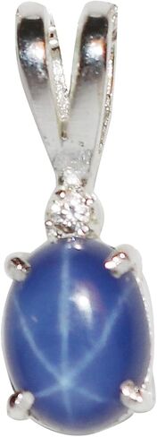 GEMHUB 6 Rays Star Blue Sapphire Necklace 5.6 Ct Oval Shape 925 Sterling Silver Necklace With Chain in Saudi Arabia
