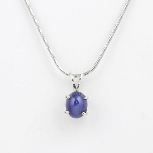 GEMHUB 6 Rays Star Blue Sapphire Necklace 5.6 Ct Oval Shape 925 Sterling Silver Necklace With Chain in Saudi Arabia