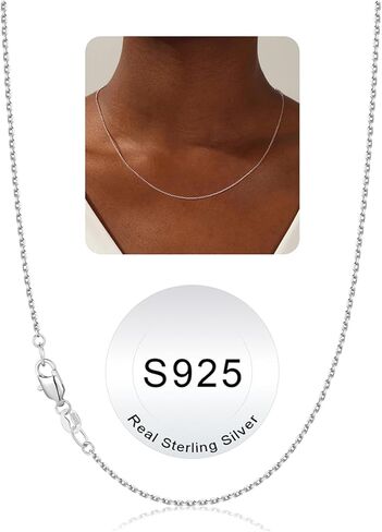 IEFWELL S925 Sterling Silver Chain Necklace for Women - 1.2 mm Sterling Silver Cable Chain, Sturdy hypoallergenic, 14/16/18/20/22/24 Inch Jewelry Gifts for Men Women in Kuwait