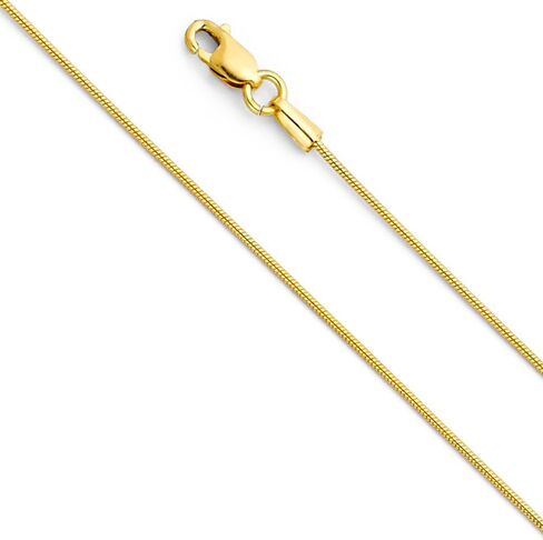 Sonia Jewels 14k White and Yellow Gold Round Polished Snake Chain Necklace With Lobster Claw Clasp in Saudi Arabia