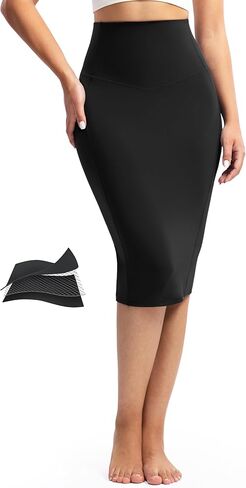 POSHDIVAH Creamluxe Skirts for Women Trendy High Waist Midi Pencil Skirt Below Knee for Work Business Casual in Saudi Arabia