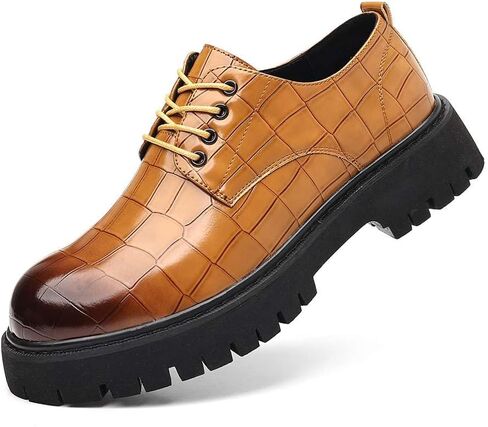 حذاء بدون كعب بكعب مكتنز ومقدمة مستديرة للرجال | Business Casual Formal Work Dress Shoes | الأخفاف حفل زفاف للرجال | نعل أوكسفورد غير قابل للانزلاق in Kuwait