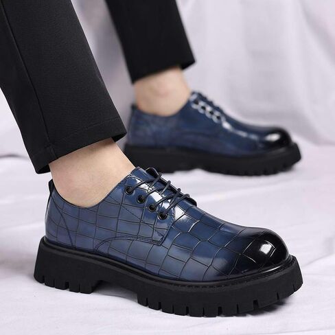 حذاء بدون كعب بكعب مكتنز ومقدمة مستديرة للرجال | Business Casual Formal Work Dress Shoes | الأخفاف حفل زفاف للرجال | نعل أوكسفورد غير قابل للانزلاق in Kuwait