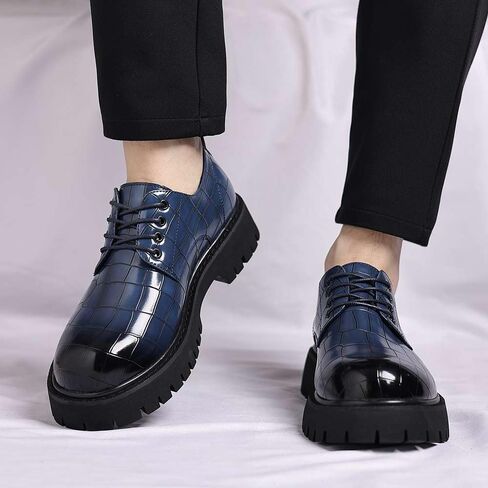 حذاء بدون كعب بكعب مكتنز ومقدمة مستديرة للرجال | Business Casual Formal Work Dress Shoes | الأخفاف حفل زفاف للرجال | نعل أوكسفورد غير قابل للانزلاق in Kuwait