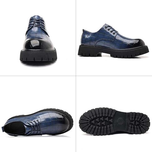 حذاء بدون كعب بكعب مكتنز ومقدمة مستديرة للرجال | Business Casual Formal Work Dress Shoes | الأخفاف حفل زفاف للرجال | نعل أوكسفورد غير قابل للانزلاق in Kuwait