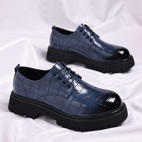 حذاء بدون كعب بكعب مكتنز ومقدمة مستديرة للرجال | Business Casual Formal Work Dress Shoes | الأخفاف حفل زفاف للرجال | نعل أوكسفورد غير قابل للانزلاق in Kuwait