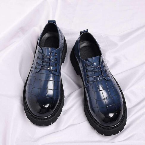 حذاء بدون كعب بكعب مكتنز ومقدمة مستديرة للرجال | Business Casual Formal Work Dress Shoes | الأخفاف حفل زفاف للرجال | نعل أوكسفورد غير قابل للانزلاق in Kuwait