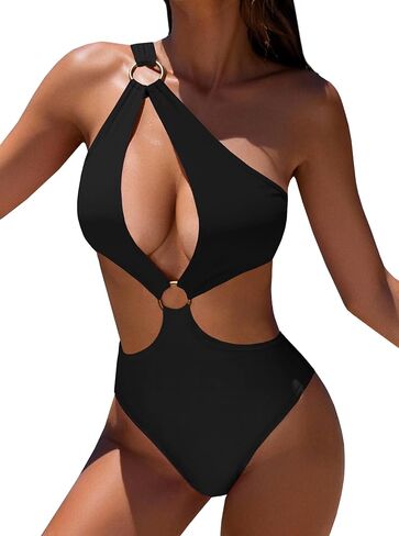 Hilinker Womens Cut Out Sexy One Piece Swimsuit Monokini One Shoulder Tummy Control Bathing Suits in Saudi Arabia