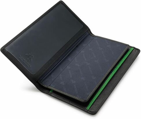 Visconti BD16 Black Leather Tall Checkbook Wallet w/Removable Checkbook Holder (Black/Green Multi) in Saudi Arabia