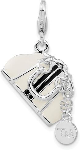 Sterling Silver 3-D Enameled Purse with Lobster Clasp Charm in Saudi Arabia