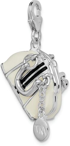 Sterling Silver 3-D Enameled Purse with Lobster Clasp Charm in Saudi Arabia