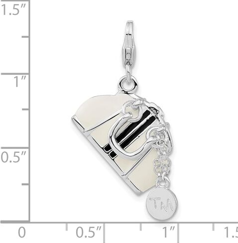 Sterling Silver 3-D Enameled Purse with Lobster Clasp Charm in Saudi Arabia