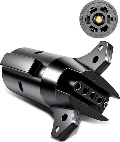 NEWSUN® 7 to 5 Pin Trailer Plug Adapter, 7 Way Round Plug Blade Connetor to 5 Way Flat Adapter, Wiring Harness Connector Plug, Versatile & Extendable Connection for Your Trailer, RV, Lighting in Saudi Arabia