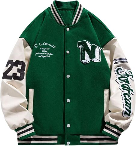 Vamtac Mens Varsity Jackets Vintage Baseball Letterman Jacket Button Down Letter Streetwear Color Block Bomber Y2k Tops in Saudi Arabia