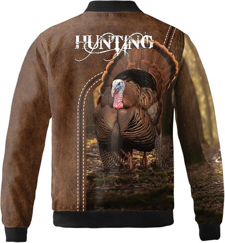 BBJ363 Personalized Fall Turkey Hunting Bomber Jacket, Autumn Camo Hunter Varsity Jacket, Personalized Fall Hunting Coat in Saudi Arabia