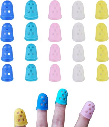 20pcs Kids Silicone Finger Protectors, Suitable for Children Aged 10 and Above Five Colors Guitar Fingertip Protector Finger Covers Chord Presser for Ukulele Guitar Bass in Saudi Arabia