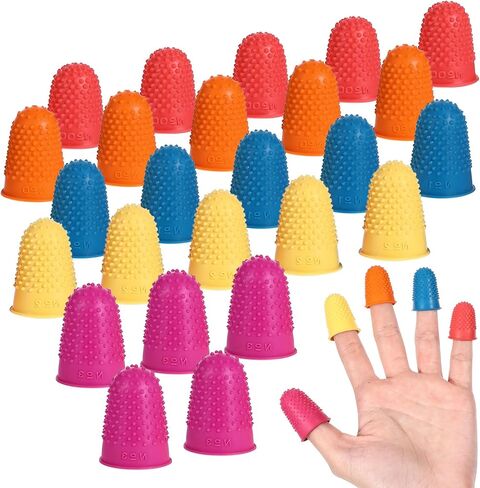 25 Pcs Rubber Thimbles for Finger Tips Protection, 5 Different Colors Finger Protector Covers, Reusable Finger-Protector Finger-Pads Grip for Paperwork in Saudi Arabia