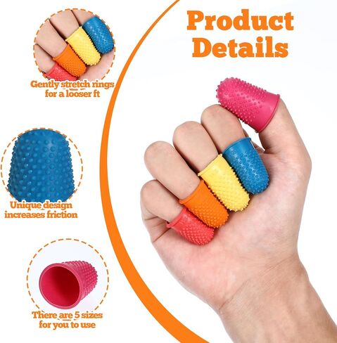25 Pcs Rubber Thimbles for Finger Tips Protection, 5 Different Colors Finger Protector Covers, Reusable Finger-Protector Finger-Pads Grip for Paperwork in Saudi Arabia