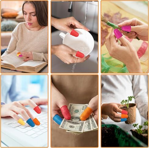 25 Pcs Rubber Thimbles for Finger Tips Protection, 5 Different Colors Finger Protector Covers, Reusable Finger-Protector Finger-Pads Grip for Paperwork in Saudi Arabia