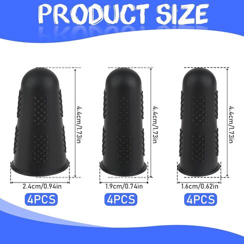 Silicone Finger Protectors, 12 PCS 3 Sizes Rubber Fingers Tips Silicone Finger Tip Protectors Rubber Thumb Protector Fingers Thimble Guard Tips Caps Cover for Embroidery Sewing Cutting Sorting Task in Saudi Arabia
