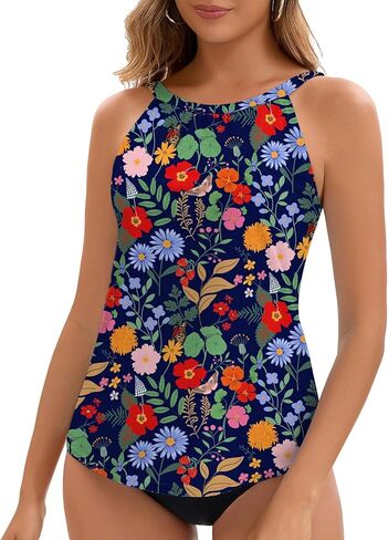 قمصان WOWENY Tankini للنساء ملابس سباحة ذات رسن علوي فقط بدلة استحمام برقبة عالية بدون الجزء السفلي in Kuwait