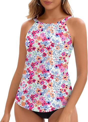 قمصان WOWENY Tankini للنساء ملابس سباحة ذات رسن علوي فقط بدلة استحمام برقبة عالية بدون الجزء السفلي in Kuwait