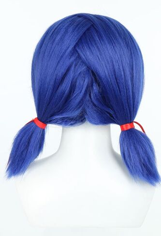 Micotaku Miraculous Ladybug Officially Licensed Blue Wig Short Pigtail Anime Halloween Cosplay Wig with Red Ribbon in Saudi Arabia
