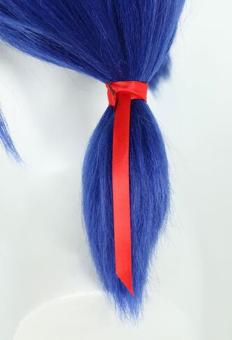 Micotaku Miraculous Ladybug Officially Licensed Blue Wig Short Pigtail Anime Halloween Cosplay Wig with Red Ribbon in Saudi Arabia