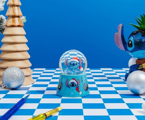 Disney Lilo & Stitch Santa Stitch Mini Light-Up Snow Globe with Swirling Glitter Display | 3 Inches Tall in Saudi Arabia
