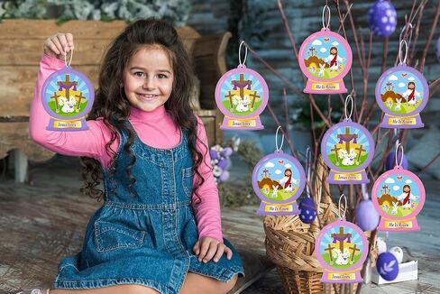 16PCS Christian Easter Nativity Snow Globe Ornaments Crafts Kit, Make Your Own He is Risen Religious Jesus Resurrection Cross Hanging Decorations Spring Church Party Favors Supplies in Saudi Arabia