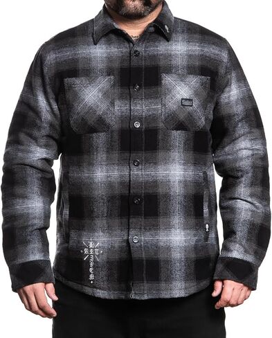 Sullen Men's Twisted Heavyweight Button Down Cotton Tattoo Lifestyle Long Sleeve Woven Flannel Jacket in Saudi Arabia