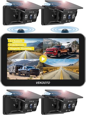 VEKOOTO VK7 Pro Magnetic Solar Wireless Backup Camera, 7-Inch Touchscreen | 15,800mAh Battery for Extended Use, HD 1080P, No Wiring Required, Ideal for Hitching, Horse Trailers, RVs and Trucks in Saudi Arabia