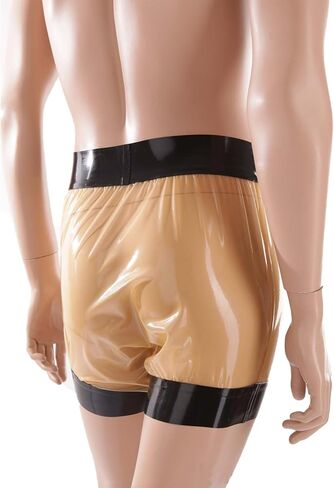 IOKUKI Latex Rubber Boxer Shorts Transparent Belt Black Edge,Latex Shorts Handmade Men's Panties for Theme Party Stage in Kuwait