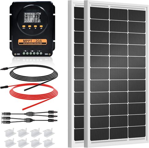 ECO-WORTHY 200 Watts 12 Volt/24 Volt Solar Panel Kit with High Efficiency Monocrystalline Solar Panel and 30A PWM Charge Controller for RV, Camper, Vehicle, Caravan and Other Off Grid Applications in Kuwait