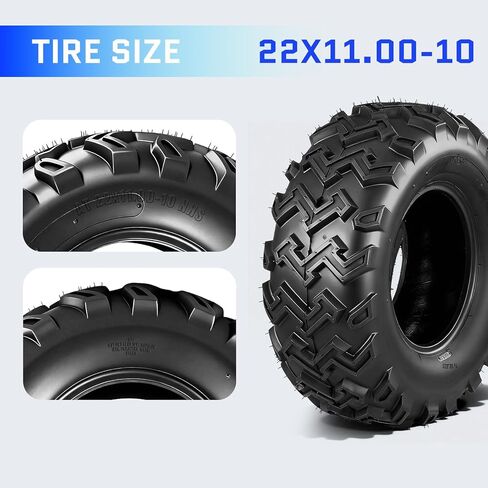 مجموعة TRIBLE SIX مكونة من 2 إطارات ATV UTV مقاس 22x11-10، وإطارات الطين والمسارات مقاس 22x11x10 لجميع التضاريس، مصنفة بـ 4 طبقات، بدون أنابيب in Kuwait