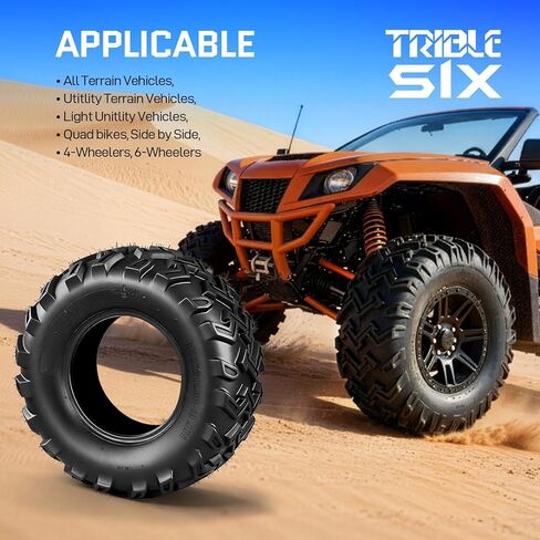 مجموعة TRIBLE SIX مكونة من 2 إطارات ATV UTV مقاس 22x11-10، وإطارات الطين والمسارات مقاس 22x11x10 لجميع التضاريس، مصنفة بـ 4 طبقات، بدون أنابيب in Kuwait
