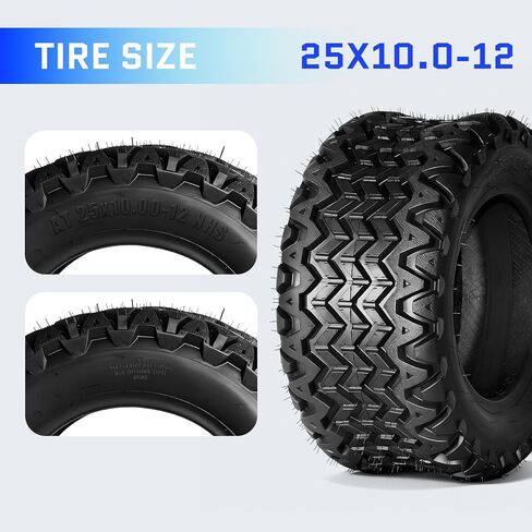 TRIBLE SIX Set of 2 25x10-12 ATV/UTV Tires,25x10x12 All-Terrain Mud & Trail Tires,6PR,Tubeless in Kuwait