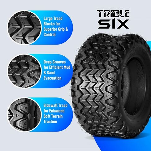 TRIBLE SIX Set of 2 25x10-12 ATV/UTV Tires,25x10x12 All-Terrain Mud & Trail Tires,6PR,Tubeless in Kuwait