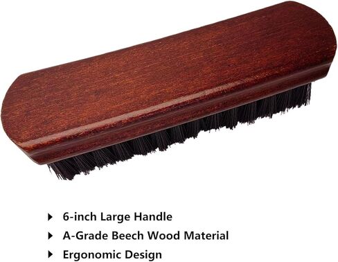Shoe Cleaning Brush Set of 3 Brushes with Horsehair, Boar and Nylon Bristles, 6" Concaved Handle for Premium Grip, Wooden Sneaker Brush for Leather, Boot, Textile, Bags and Accessories in Saudi Arabia