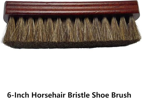 Shoe Cleaning Brush Set of 3 Brushes with Horsehair, Boar and Nylon Bristles, 6" Concaved Handle for Premium Grip, Wooden Sneaker Brush for Leather, Boot, Textile, Bags and Accessories in Saudi Arabia