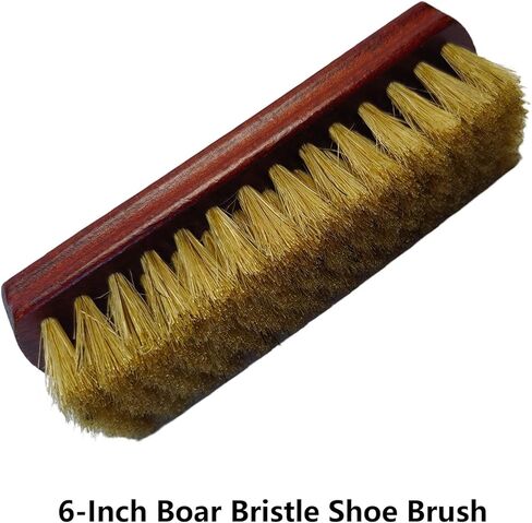 Shoe Cleaning Brush Set of 3 Brushes with Horsehair, Boar and Nylon Bristles, 6" Concaved Handle for Premium Grip, Wooden Sneaker Brush for Leather, Boot, Textile, Bags and Accessories in Saudi Arabia