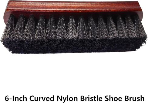 Shoe Cleaning Brush Set of 3 Brushes with Horsehair, Boar and Nylon Bristles, 6" Concaved Handle for Premium Grip, Wooden Sneaker Brush for Leather, Boot, Textile, Bags and Accessories in Saudi Arabia