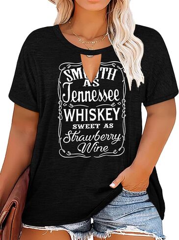 Plus Size Smooth As Tennessee Whiskey Shirt Women Keyhole Sexy V Neck Country Music Tops Tshirt in Kuwait