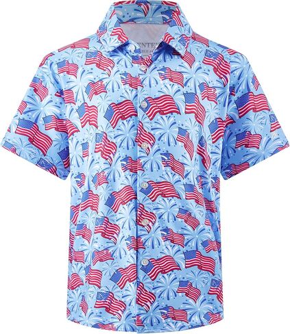 FT FENTENG Boy's Hawaiian Shirts Regular Fit Short Sleeve Casual Button Down Summer Tropical Beach Shirts in Kuwait