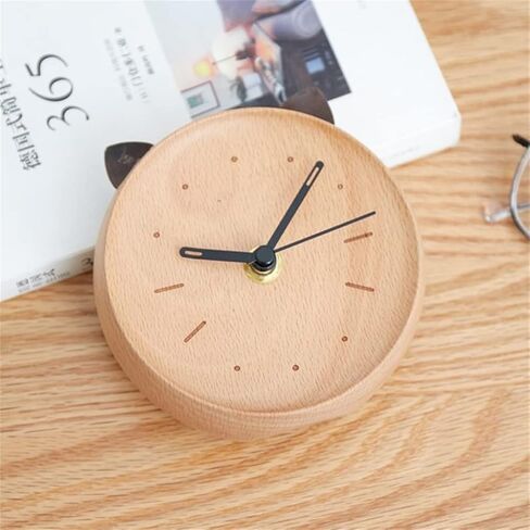Silent Clock Home Bedroom Bedside Cat Shaped Desktop Solid Wood Alarm in Saudi Arabia