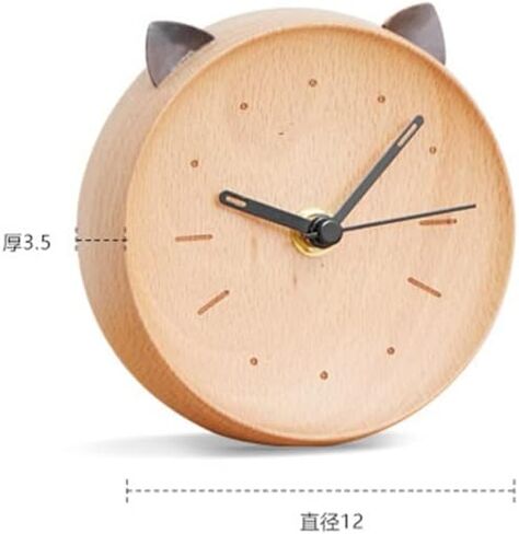 Silent Clock Home Bedroom Bedside Cat Shaped Desktop Solid Wood Alarm in Saudi Arabia