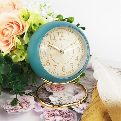 Nordic Metal Desk Clock Night Light Alarm Bedside(Black) in Saudi Arabia