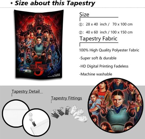 Pauluios Straoger Thinos Tapestry Poster For Kids Fans Bedroom Wall Hanging Decoration-Stranger Things Season 5 Tapestry For Teen Boy Birthday Party Gifts-70X100CM in Saudi Arabia